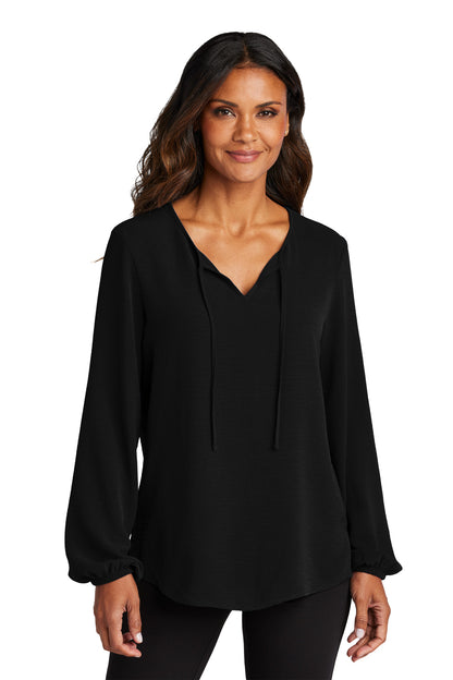 Port Authority Women's Textured Crepe Blouse LW714 Deep Black