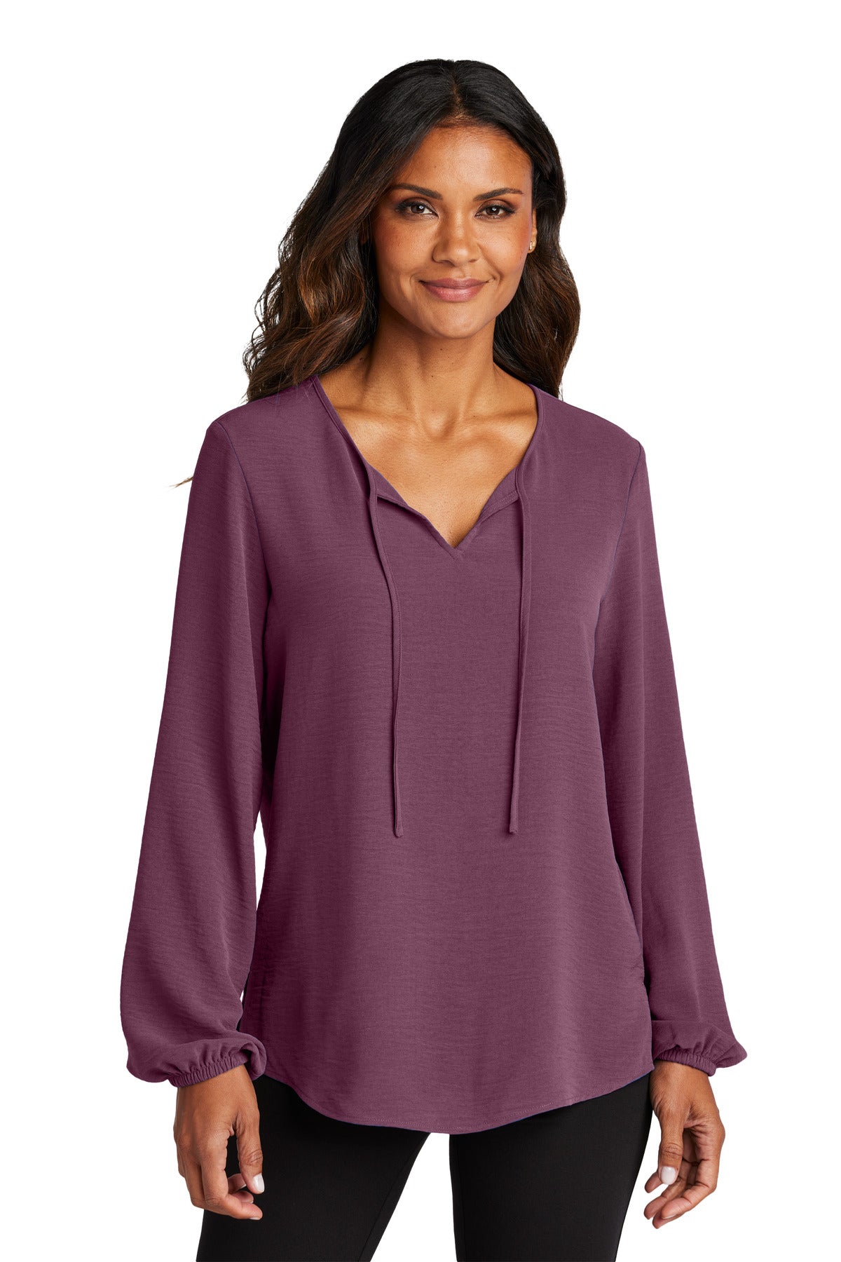 Port Authority Women's Textured Crepe Blouse LW714 Purple Mist