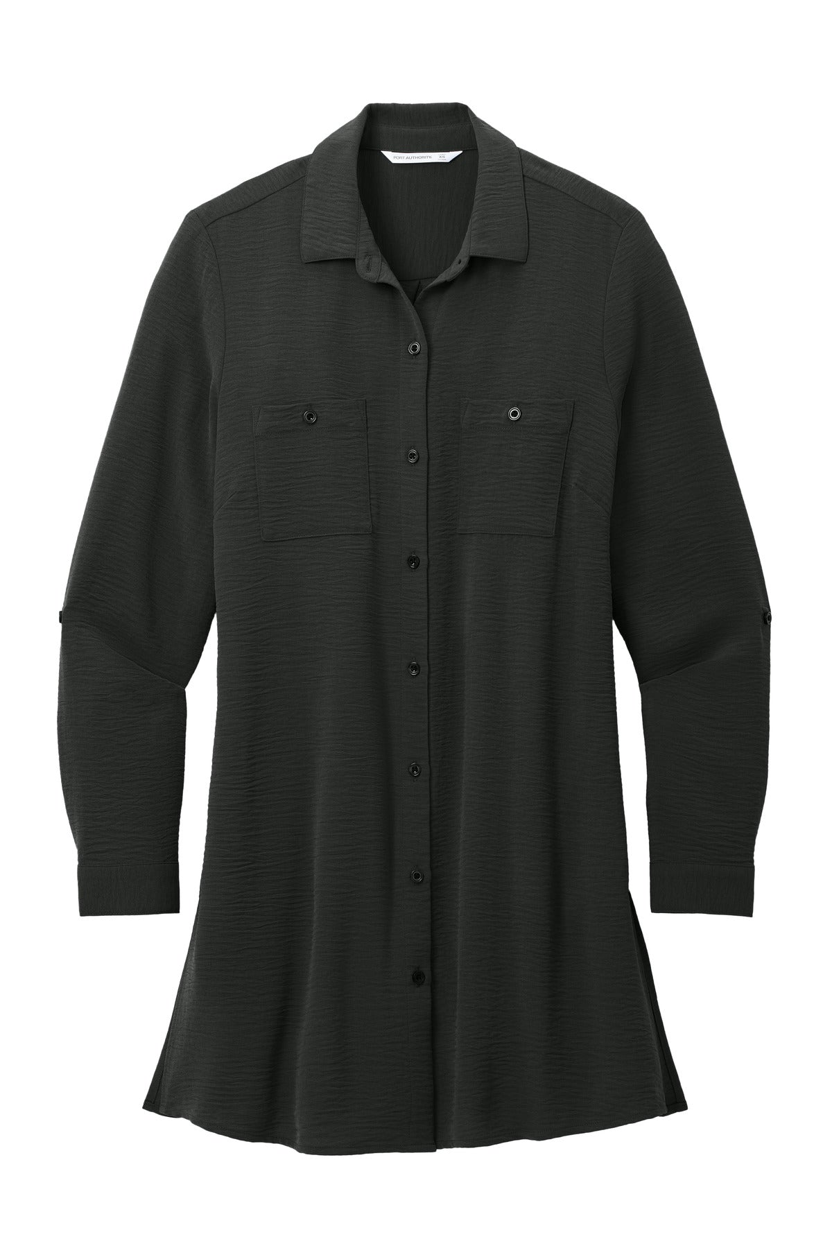 Port Authority Women's Textured Crepe Long Tunic LW715 Deep Black