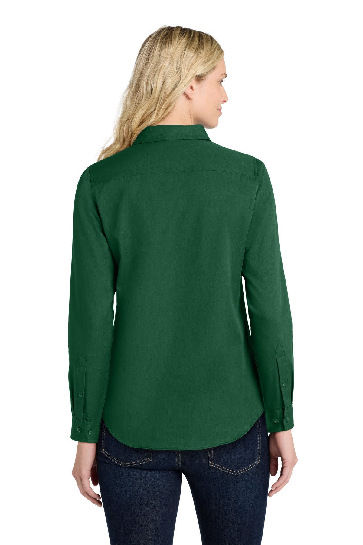 Port Authority Women's Long Sleeve SuperPro ReactTwill Shirt. LW808 Dark Green