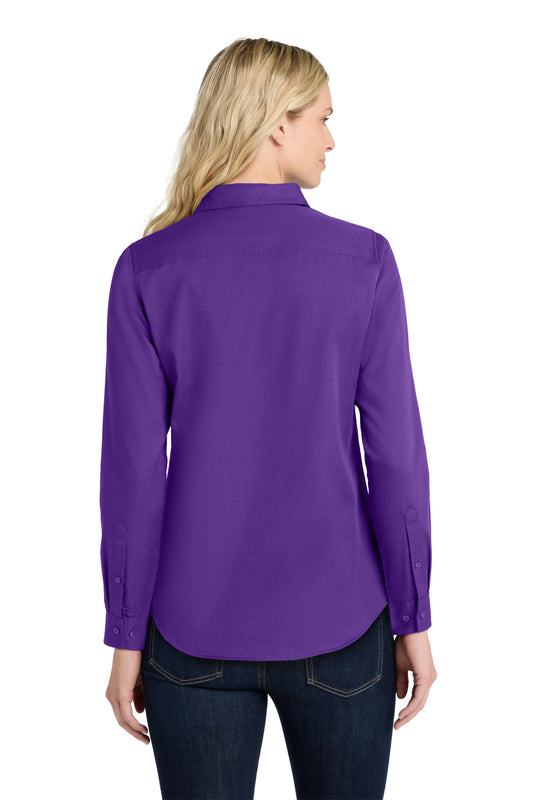 Port Authority Women's Long Sleeve SuperPro ReactTwill Shirt. LW808 Purple