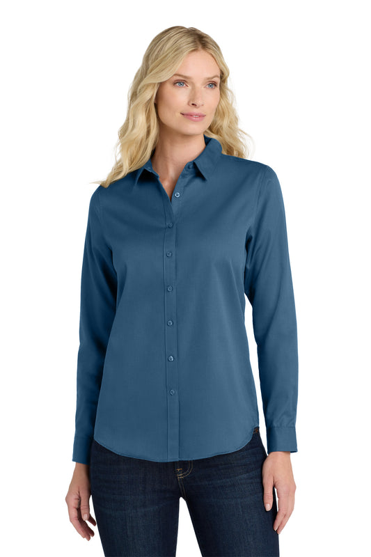 Port Authority Women's Long Sleeve SuperPro ReactTwill Shirt. LW808 Regatta Blue