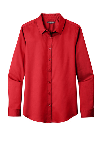Port Authority Women's Long Sleeve SuperPro ReactTwill Shirt. LW808 Rich Red