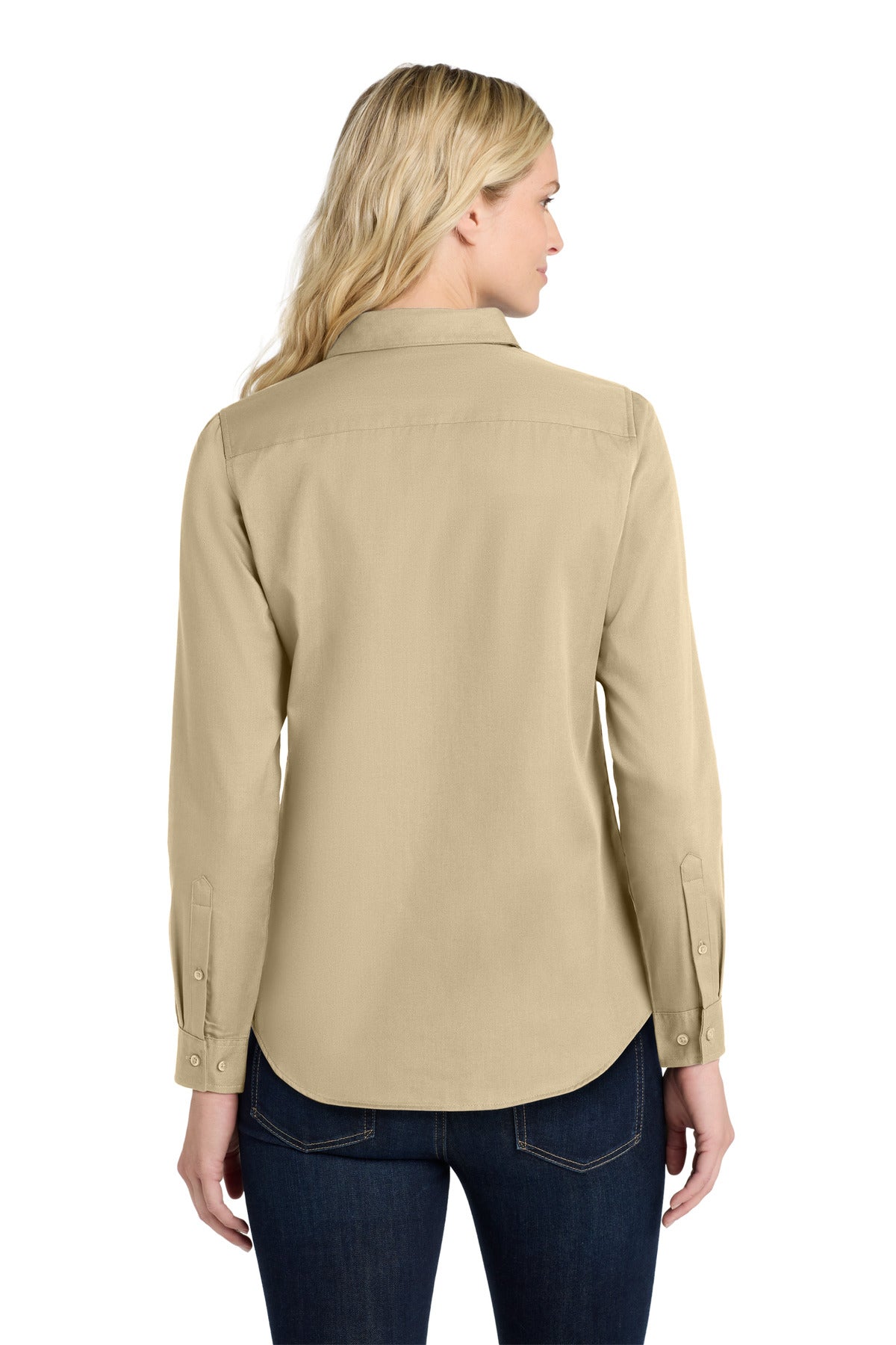 Port Authority Women's Long Sleeve SuperPro ReactTwill Shirt. LW808 Wheat