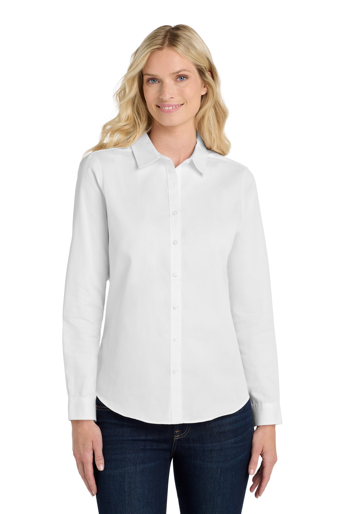 Port Authority Women's Long Sleeve SuperPro ReactTwill Shirt. LW808 White