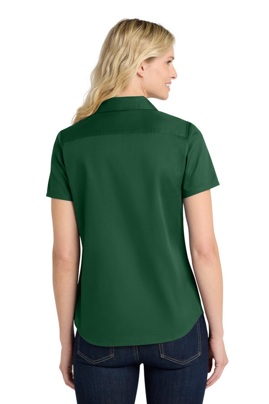 Port Authority Women's Short Sleeve SuperPro ReactTwill Shirt. LW809 Dark Green