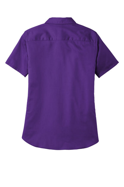 Port Authority Women's Short Sleeve SuperPro ReactTwill Shirt. LW809 Purple