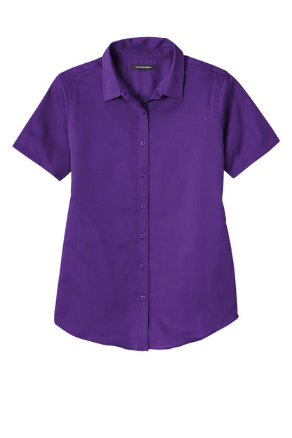 Port Authority Women's Short Sleeve SuperPro ReactTwill Shirt. LW809 Purple