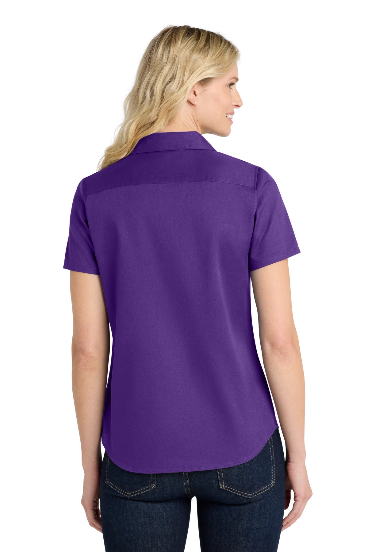 Port Authority Women's Short Sleeve SuperPro ReactTwill Shirt. LW809 Purple