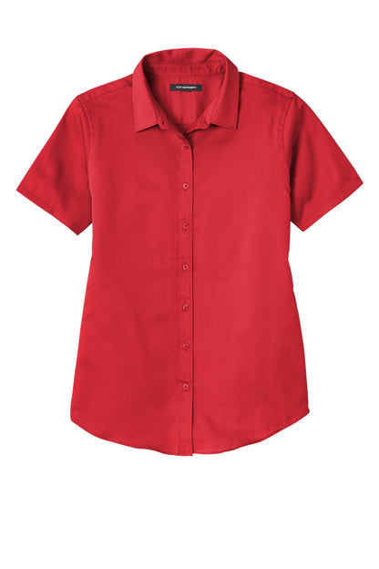 Port Authority Women's Short Sleeve SuperPro ReactTwill Shirt. LW809 Rich Red