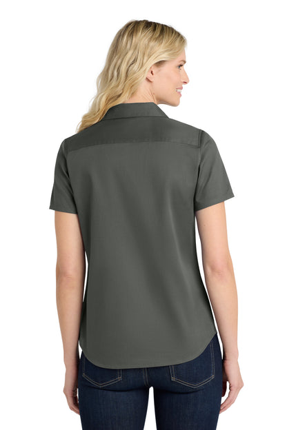 Port Authority Women's Short Sleeve SuperPro ReactTwill Shirt. LW809 Storm Grey