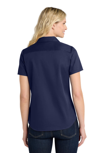 Port Authority Women's Short Sleeve SuperPro ReactTwill Shirt. LW809 True Navy