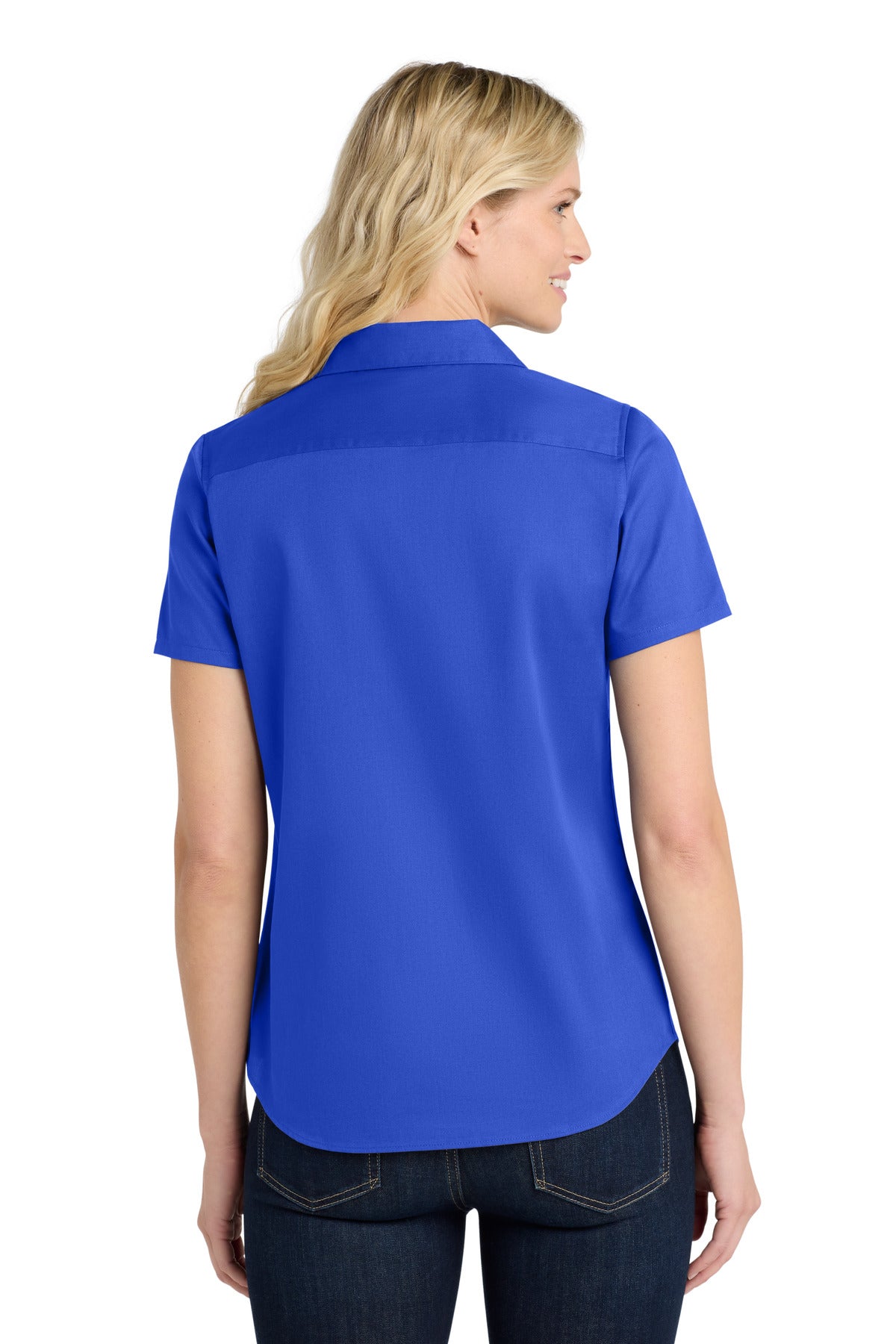 Port Authority Women's Short Sleeve SuperPro ReactTwill Shirt. LW809 True Royal