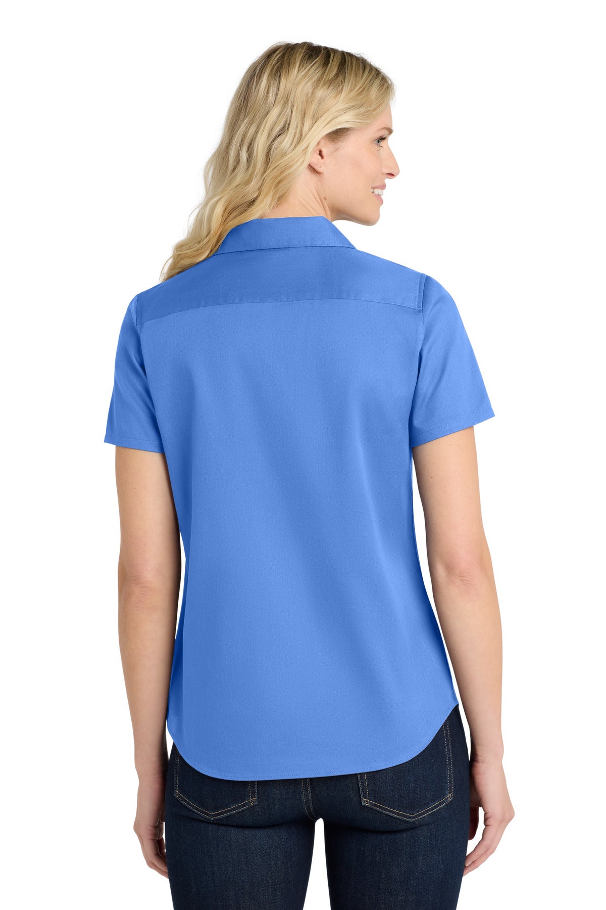 Port Authority Women's Short Sleeve SuperPro ReactTwill Shirt. LW809 Ultramarine Blue