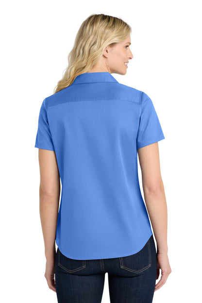 Port Authority Women's Short Sleeve SuperPro ReactTwill Shirt. LW809 Ultramarine Blue