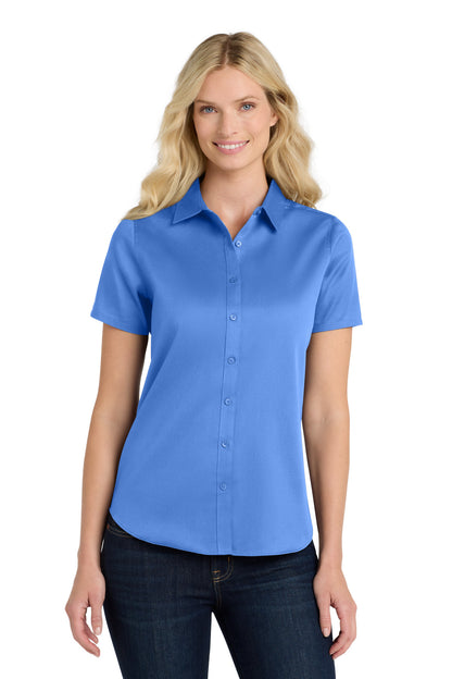 Port Authority Women's Short Sleeve SuperPro ReactTwill Shirt. LW809 Ultramarine Blue