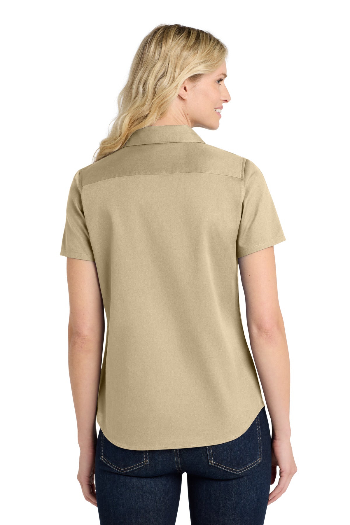 Port Authority Women's Short Sleeve SuperPro ReactTwill Shirt. LW809 Wheat