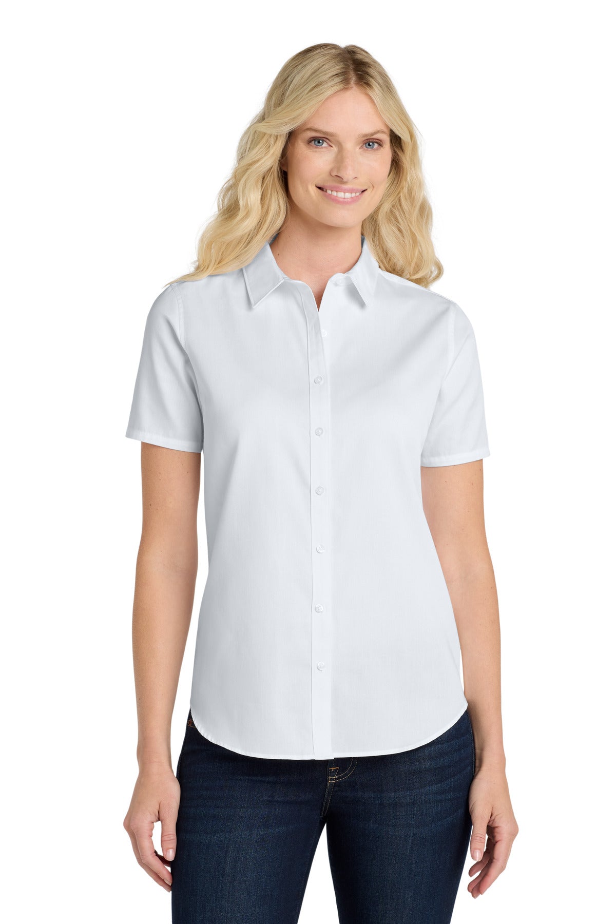 Port Authority Women's Short Sleeve SuperPro ReactTwill Shirt. LW809 White