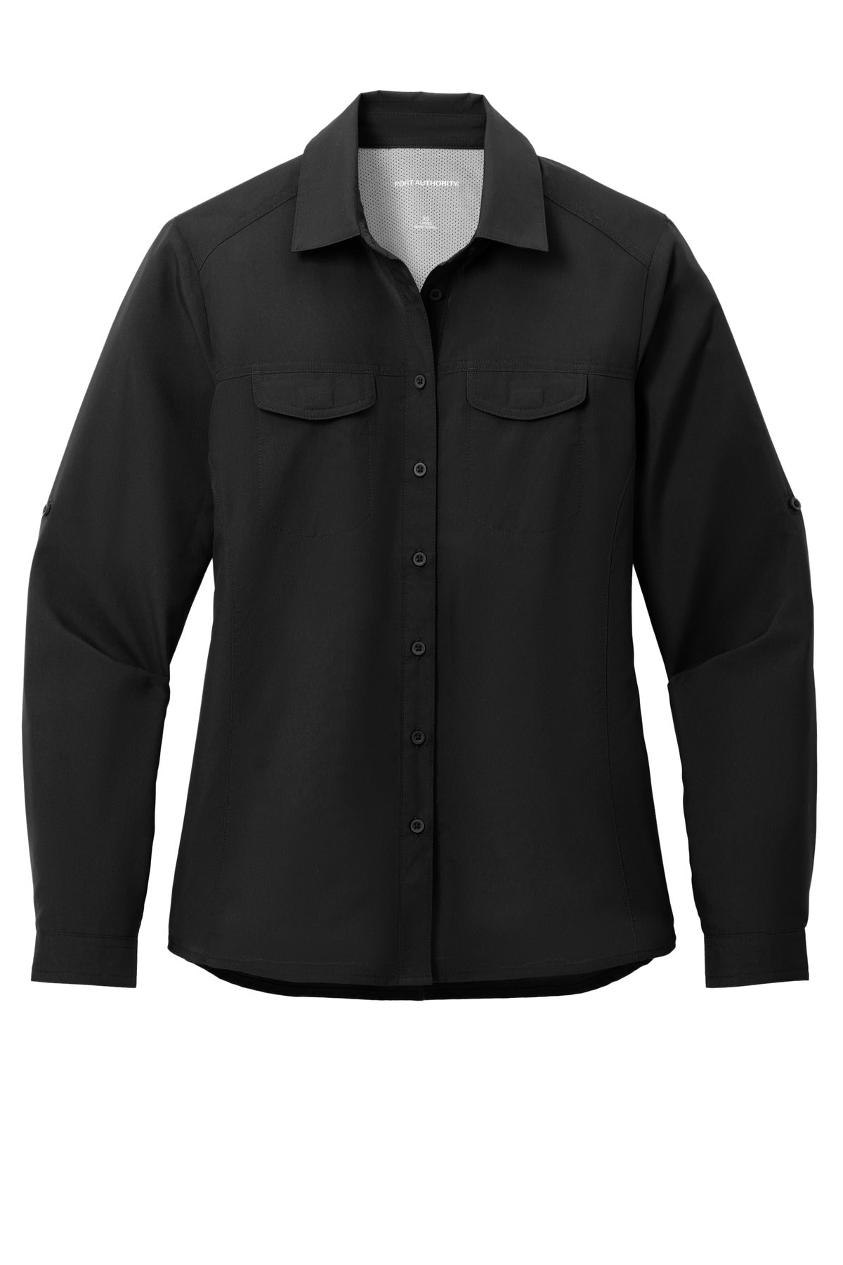 Port Authority Women's Long Sleeve UV Daybreak Shirt LW960 Deep Black