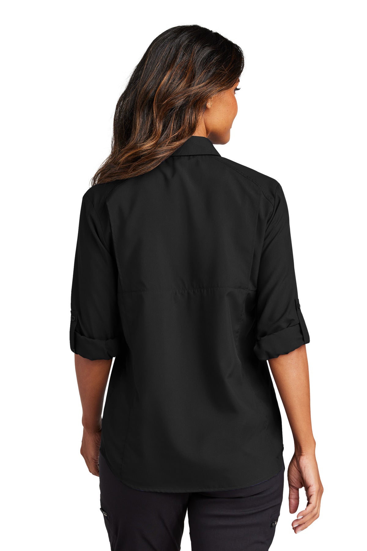 Port Authority Women's Long Sleeve UV Daybreak Shirt LW960 Deep Black