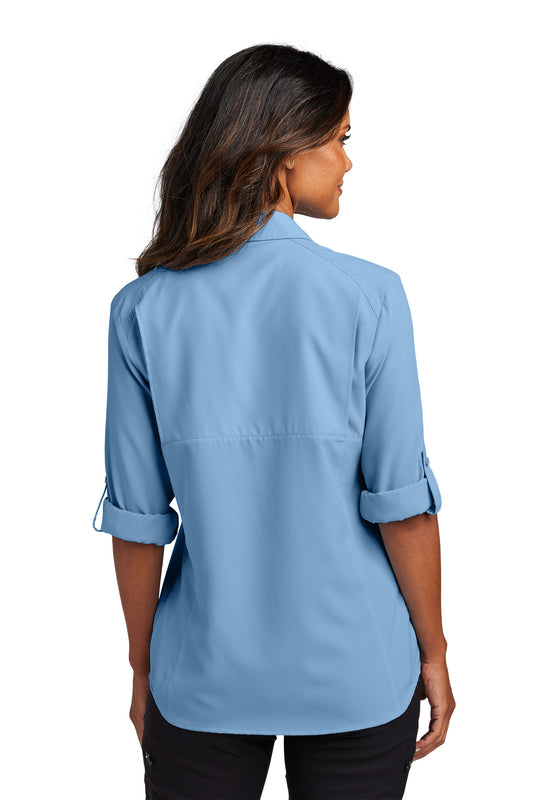 Port Authority Women's Long Sleeve UV Daybreak Shirt LW960 Light Blue