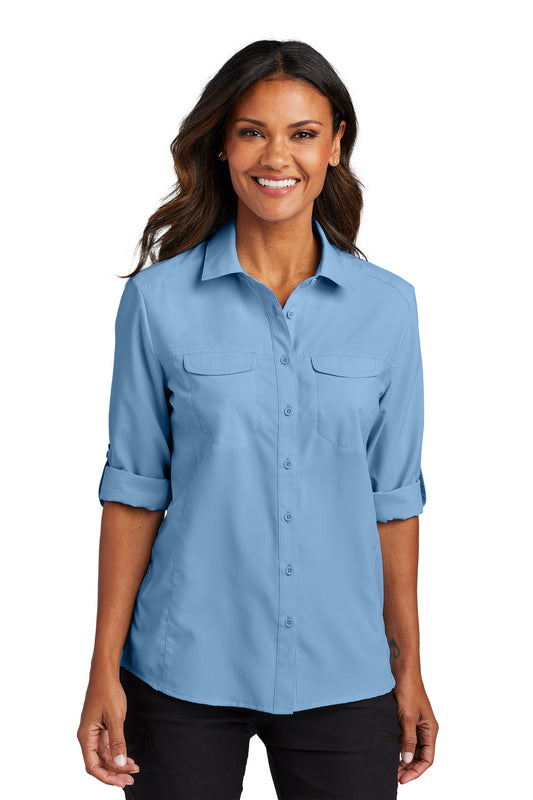 Port Authority Women's Long Sleeve UV Daybreak Shirt LW960 Light Blue