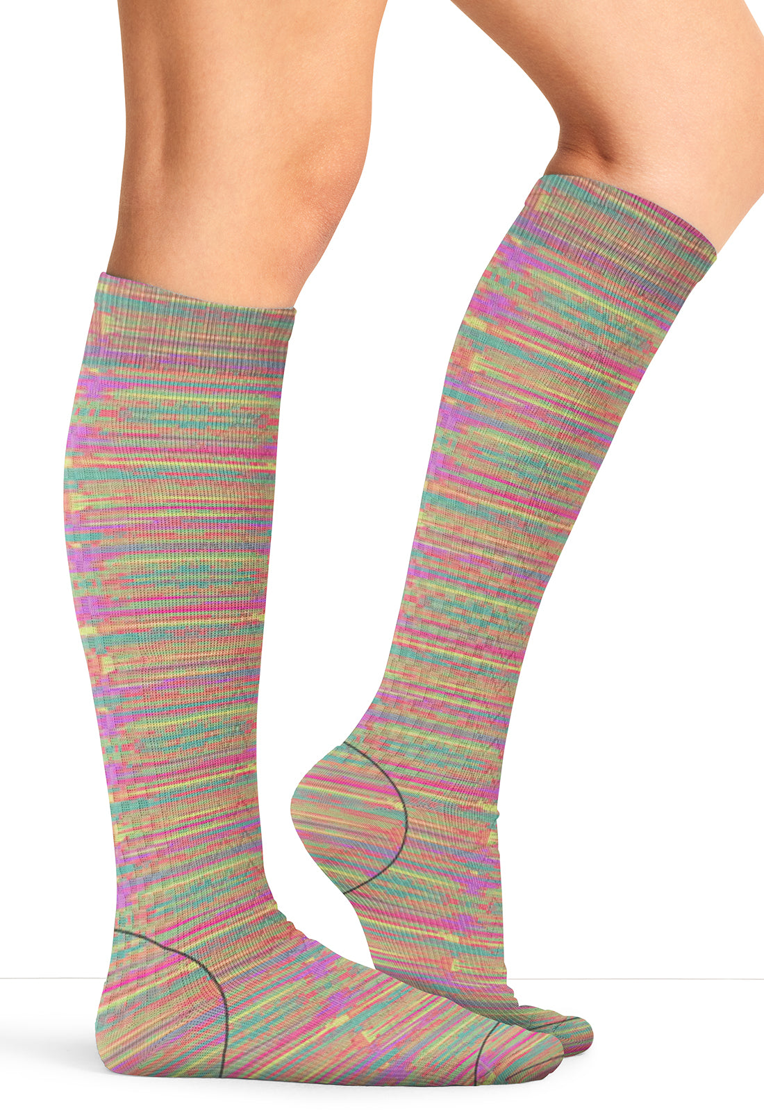 Legwear LXSUPPORT Knee High 15-20 mmHg Compression Socks Bright Space Model Image Front | Cherokee