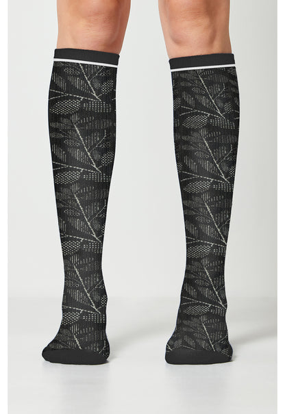 Legwear LXSUPPOR Women's Knee High 15-20 mmHg Compression Socks Leafy Black