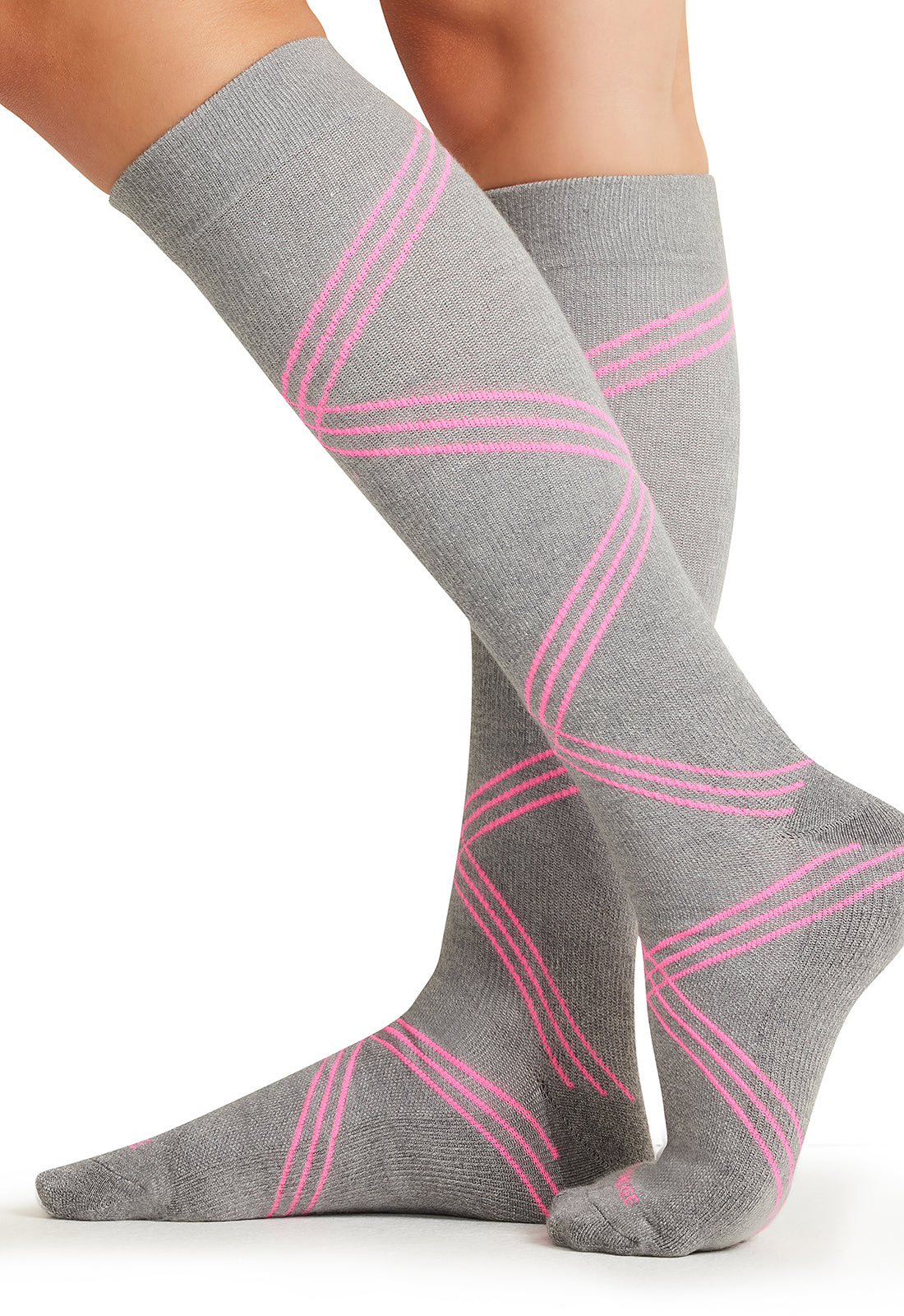 Legwear LXSUPPORT Knee High 15-20 mmHg Compression Socks Twisted Shocking Pink Model Image Right Side | Cherokee