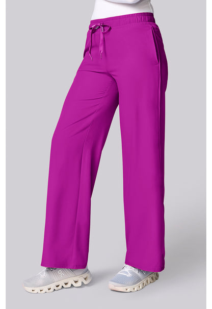 Insight MC00009 Women's Wide Leg Pintuck Scrub Pants Back To The Fuschia