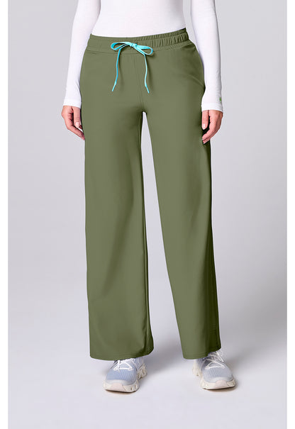 Insight MC00009 Women's Wide Leg Pintuck Scrub Pants Olive