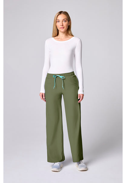 Insight MC00009 Women's Wide Leg Pintuck Scrub Pants Olive