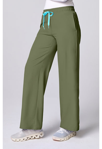 Insight MC00009 Women's Wide Leg Pintuck Scrub Pants Olive