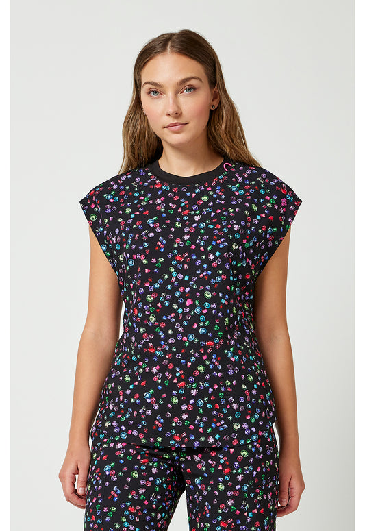 AMP MC00015 Printed Dolman Top Sparkling Jewels