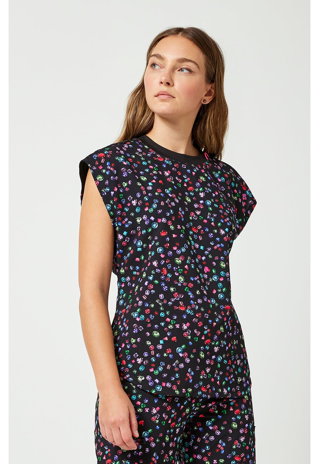 AMP MC00015 Printed Dolman Top Sparkling Jewels