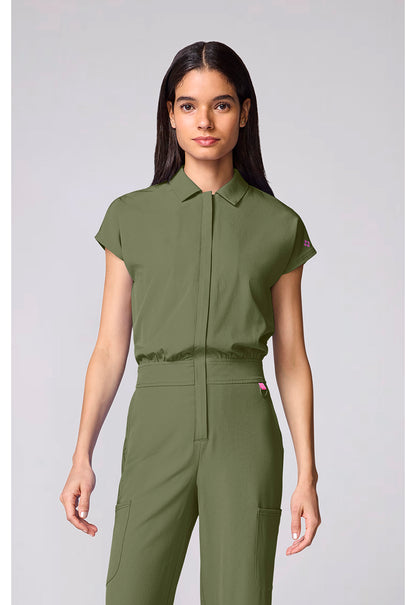 Amp MC00018 Women's Dolman Wide Leg Jumpsuit Olive