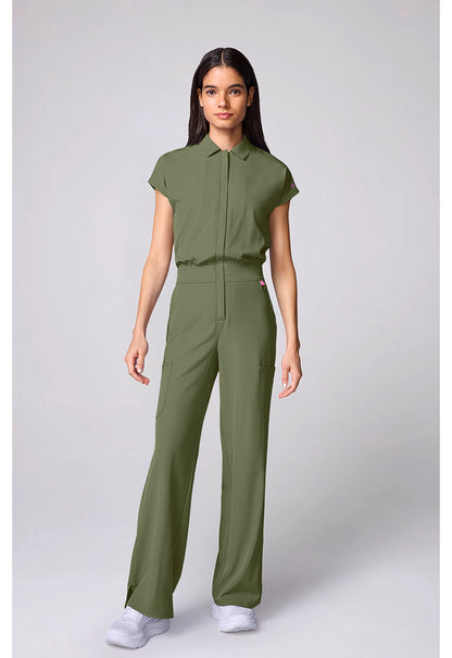 Amp MC00018 Women's Dolman Wide Leg Jumpsuit Olive