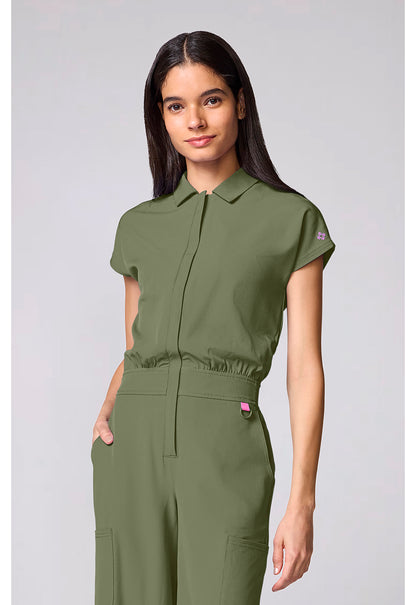 Amp MC00018 Women's Dolman Wide Leg Jumpsuit Olive