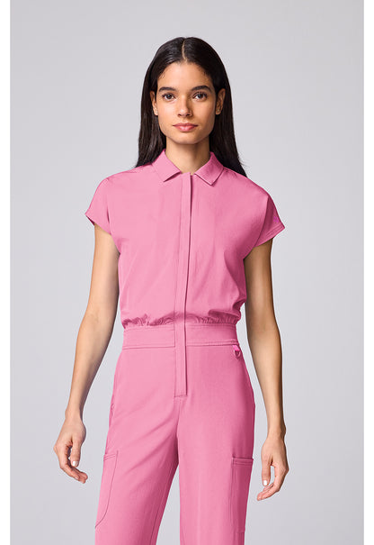 Amp MC00018 Women's Dolman Wide Leg Jumpsuit Pixel Pink