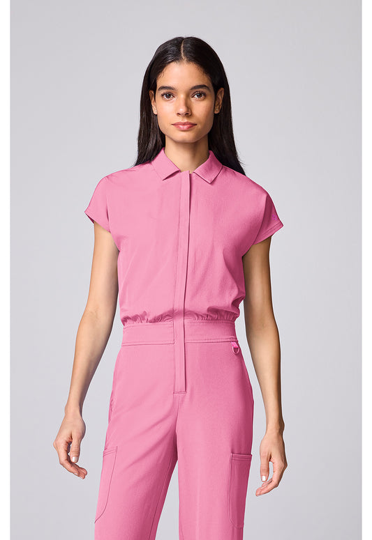 Amp MC00018 Women's Dolman Wide Leg Jumpsuit Pixel Pink