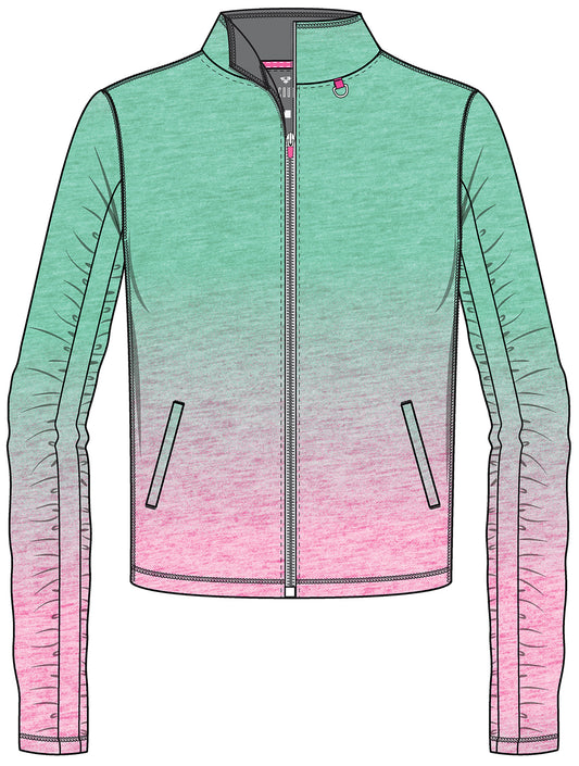 Amp Knit MC00021 Women's Printed Warm Up Jacket Cotton Candy Ombre