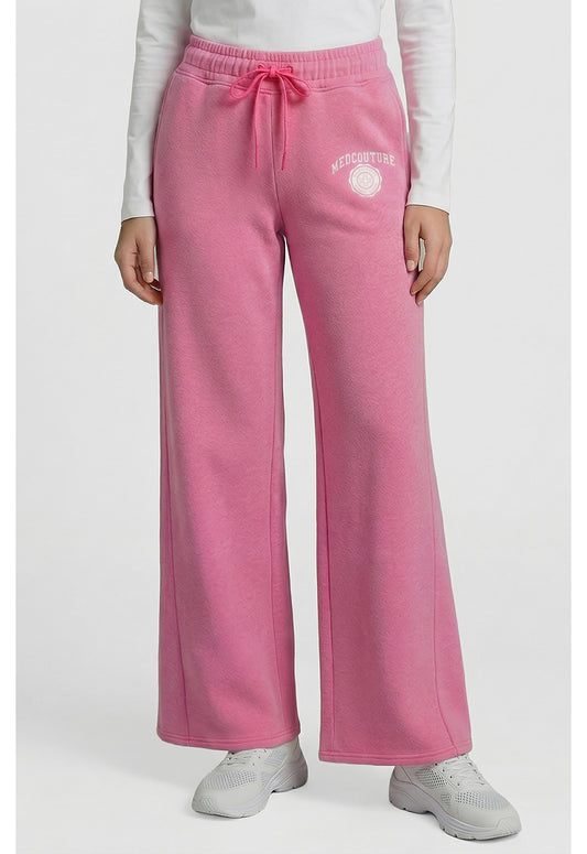 Lifestyle MC00024 Women's Drawstring Wide Leg Scrub Pants Pink Power Heather
