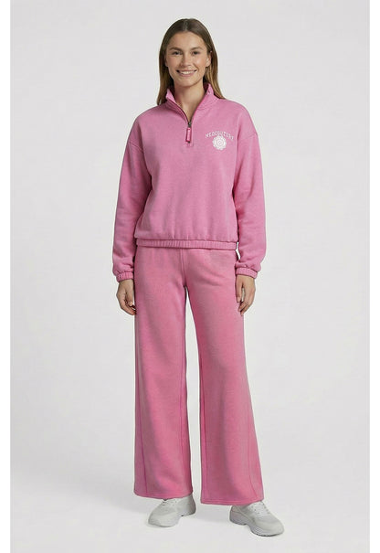 Lifestyle MC00026 Women's Half Zip Pullover Pink Power Heather