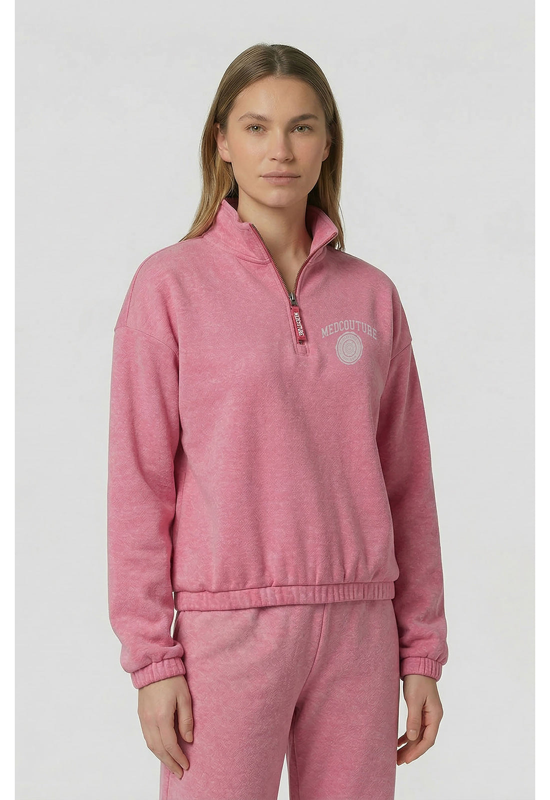 Lifestyle MC00026 Women's Half Zip Pullover Pink Power Heather