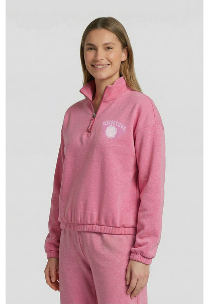 Lifestyle MC00026 Women's Half Zip Pullover Pink Power Heather