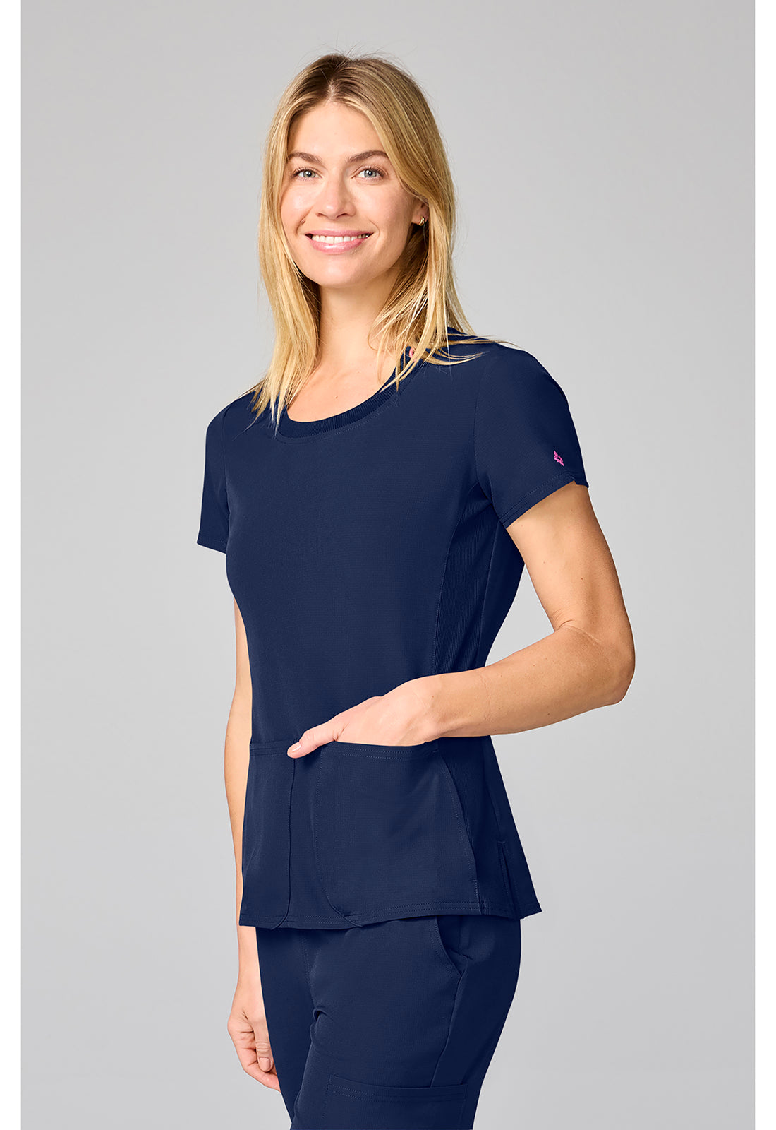 Amp MC00027 Women's Four Pocket Round Neck Scrub Top image 3