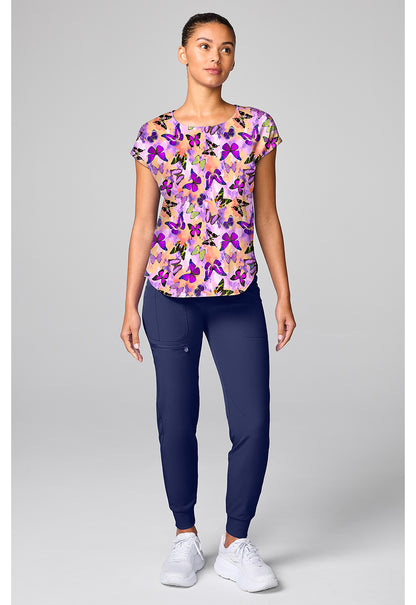 Prints MC00041 Women's Dolman Print Scrub Top Dreamy Butterfly