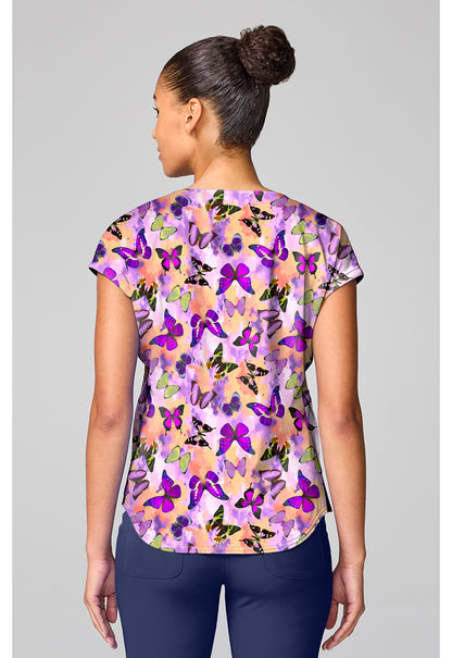 Prints MC00041 Women's Dolman Print Scrub Top Dreamy Butterfly
