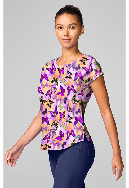 Prints MC00041 Women's Dolman Print Scrub Top Dreamy Butterfly