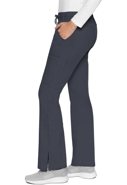 Touch MC007 Natural Rise Drawstring Flare Leg Pants Pewter Model Image Right Side | Med Couture